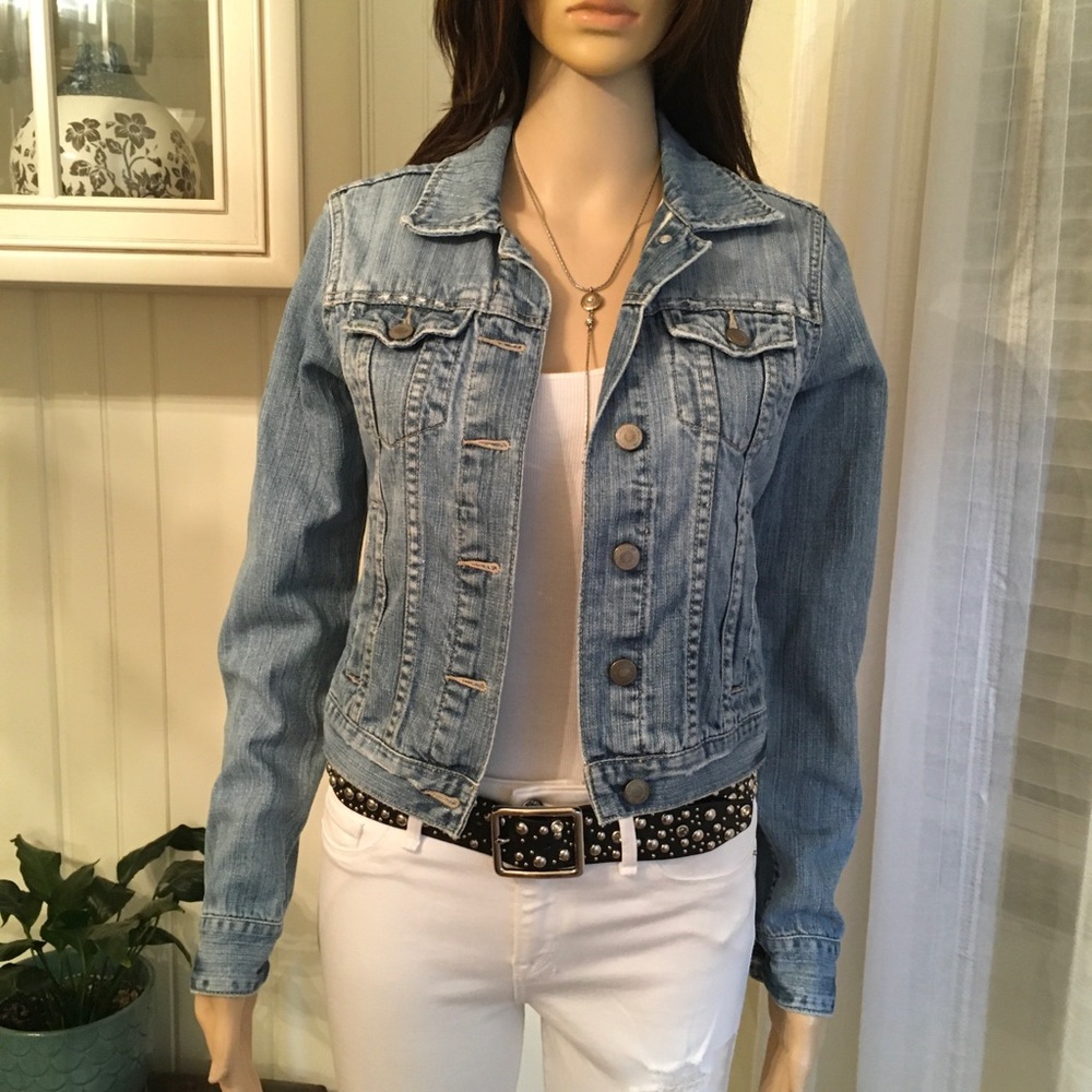 NWOT A & E  LIGHT BLUE STRIPED DETAIL DENIM - Picture 2 of 12